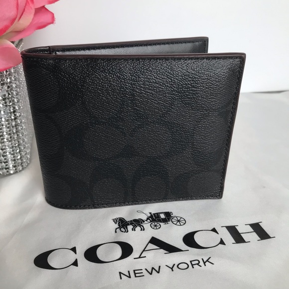 Coach Bags Coach Mens Wallet Compact Id Signature Oxblood Poshmark